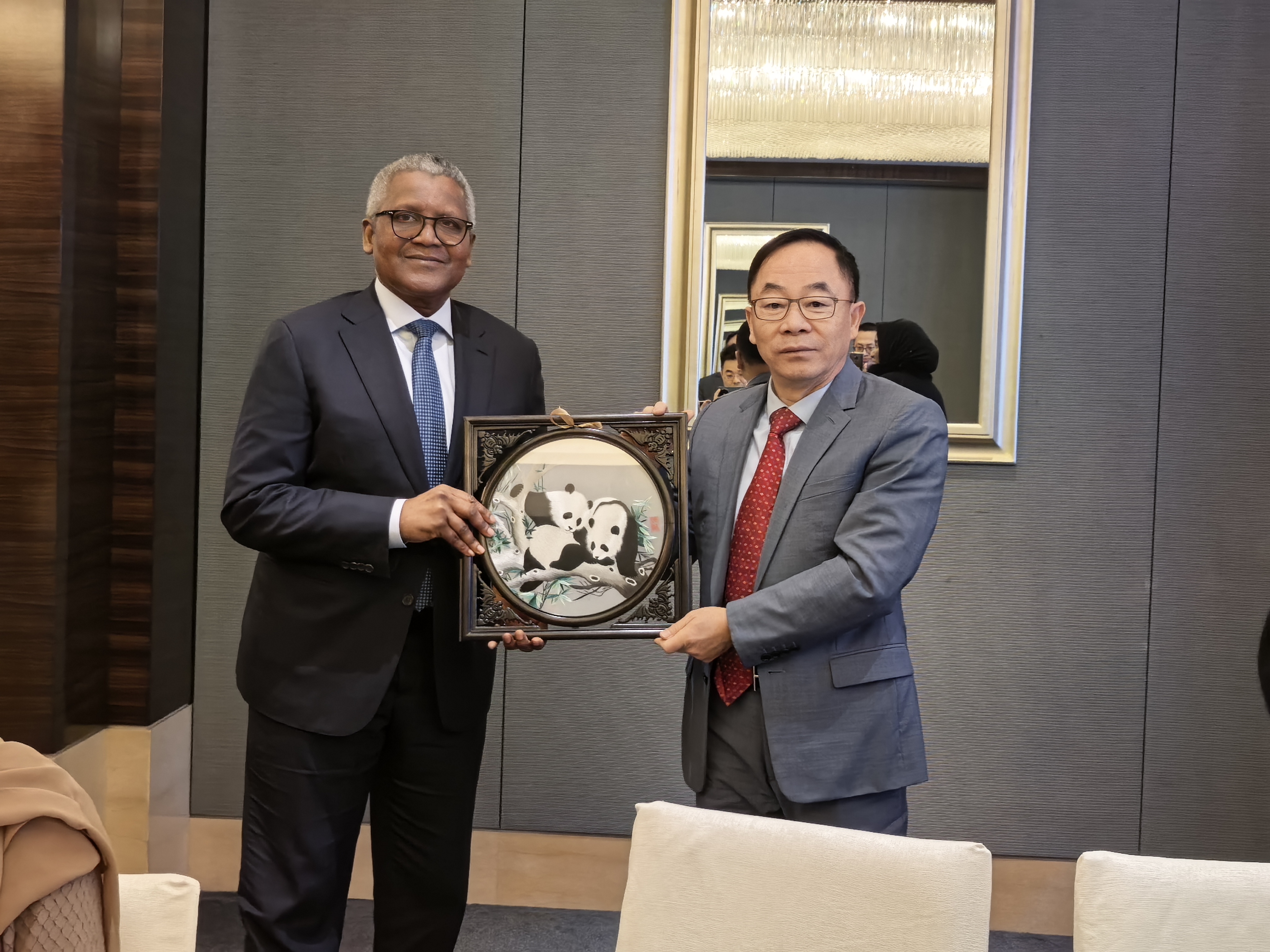 丹格特集团董事长阿里科·丹格特与厚普股份董事长王季文在京会面